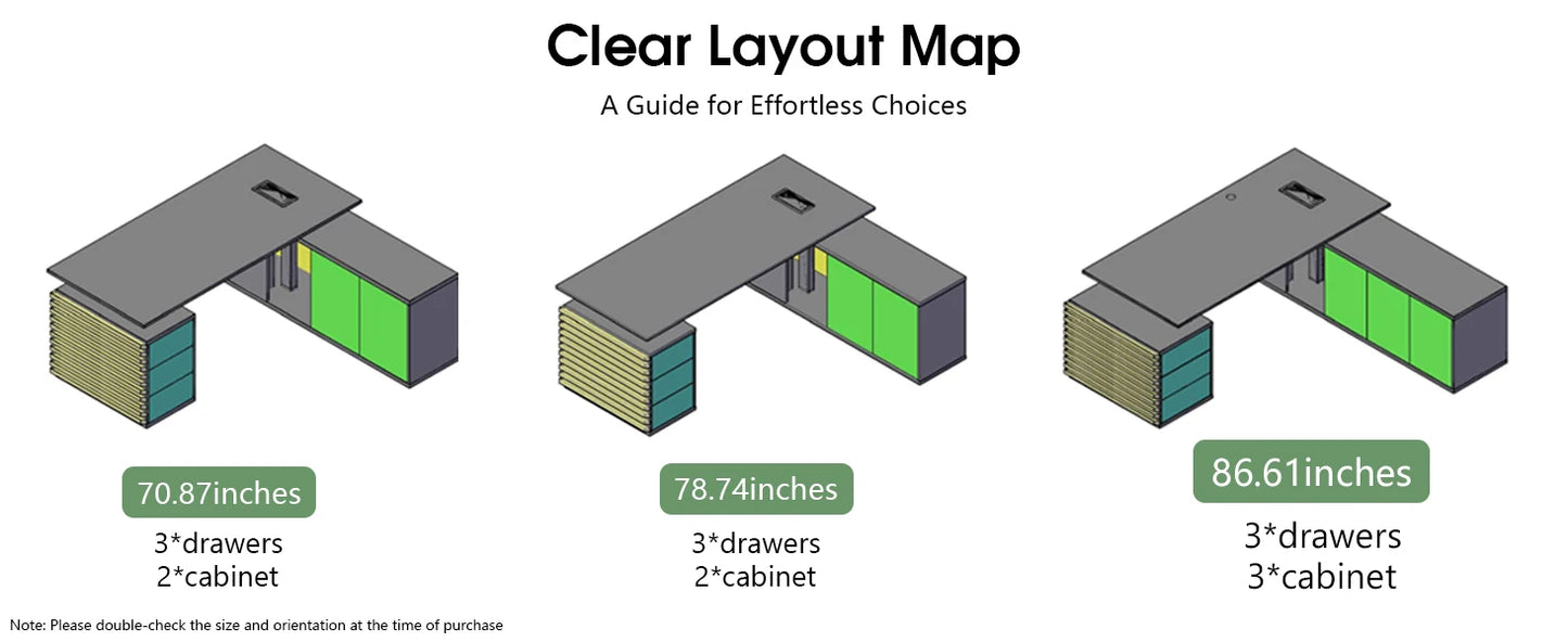 Adjustable Heigh L Shaped Executive Standing Desk w/Drawers Office Desk w/Universal Charging Ports Large Business Workstation