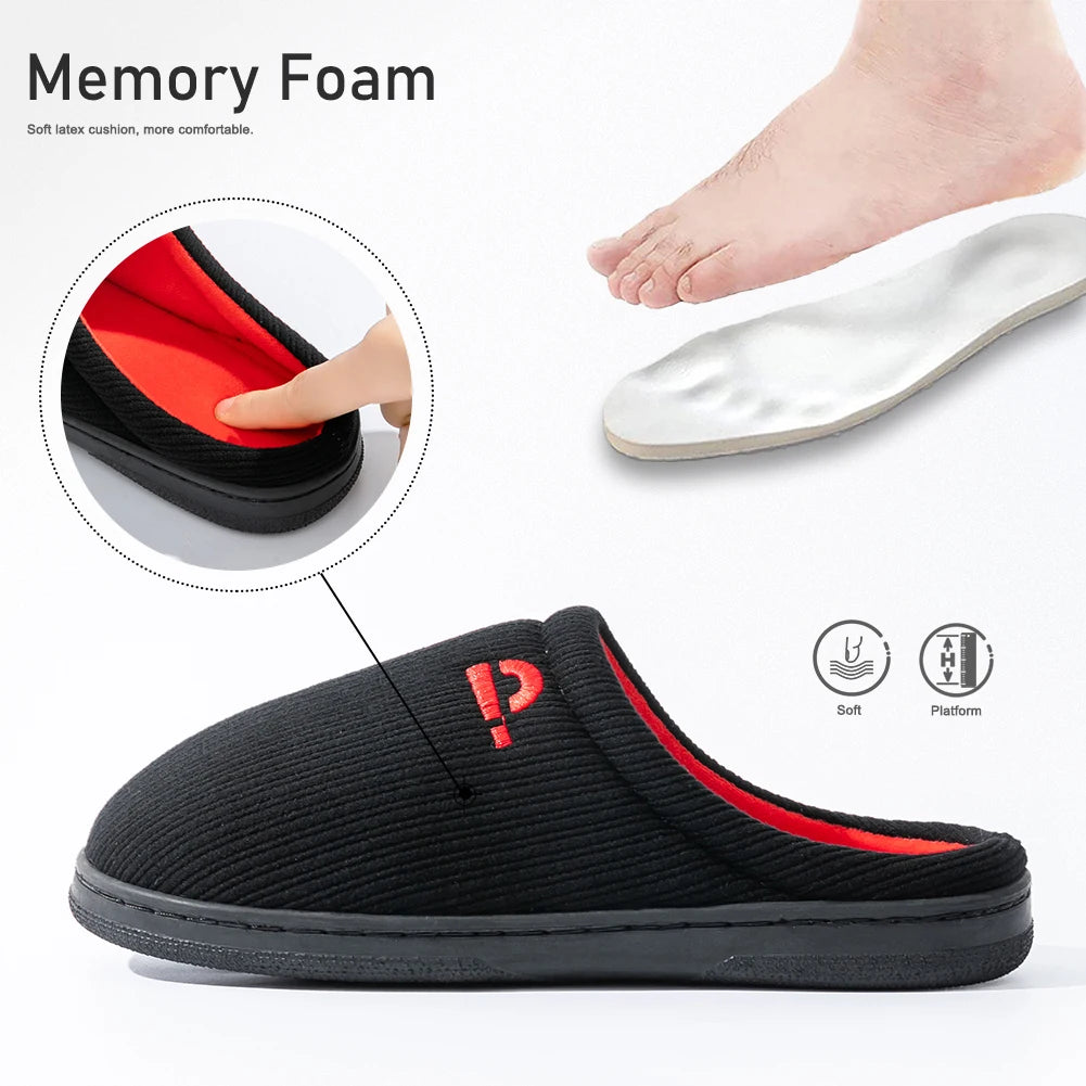 Knitted Embroidered Indoor Slippers For Men With Memory Foam