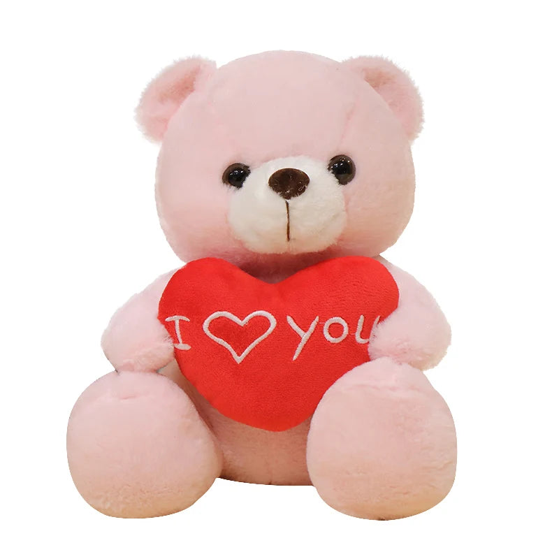 28CM Lovely Teddy Bear Plush Toys Cute Bear Holding Heart I Love You Stuffed Doll Girls Lovers Valentine's Day Gift