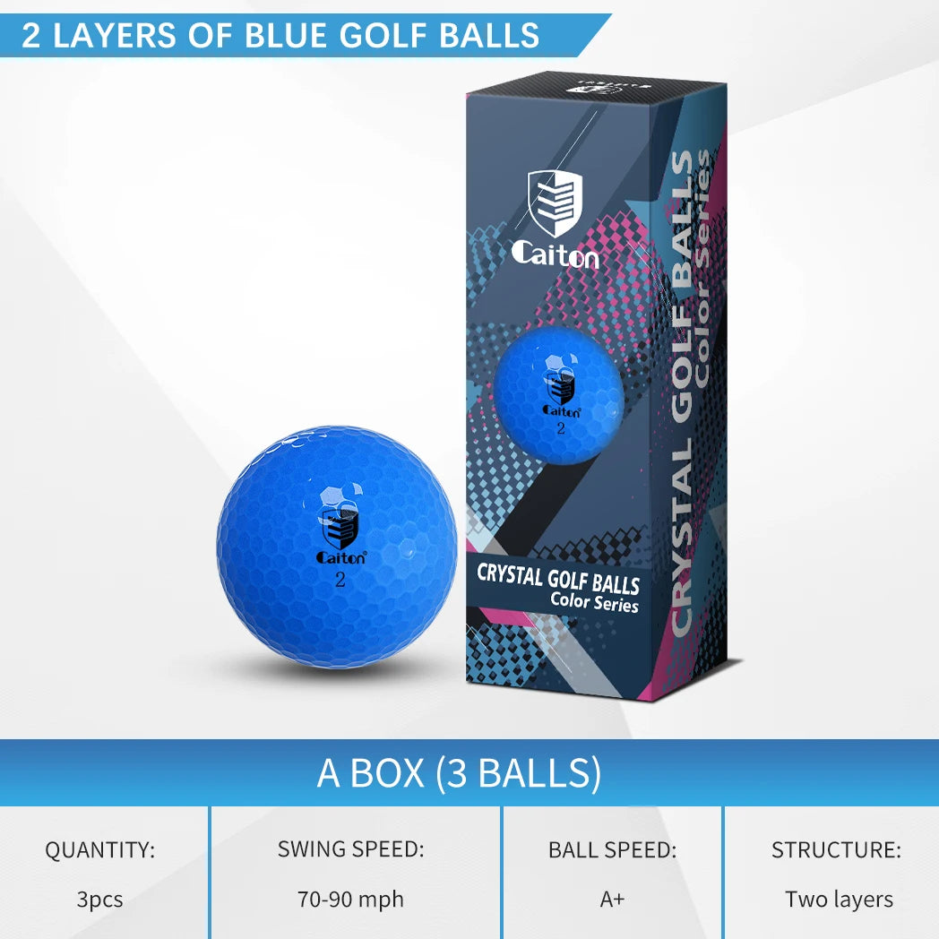 Caiton Blue Golf Balls – 6pcs or 3pcs, Dual-Layer Crystal Finish, Soft Feel, High Visibility, Great Control for Practice & Play