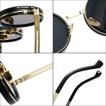 Unisex Sunglasses Stepless Rotating ND9 Filter Polarized Lenses Alloy Frame