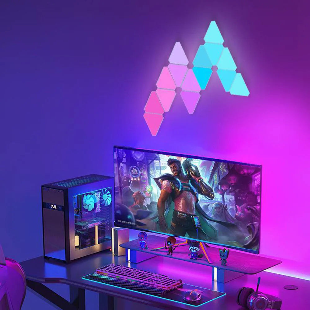 LED Triangular Quantum Lamp – RGB Smart Wall Lamp for Bedroom & Office