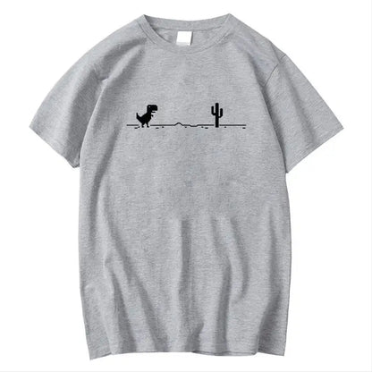 Men's Printed Dinosaur Cactus T-Shirt Cotton Polyester O-Neck