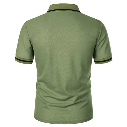 Men's Short Sleeve Polo Shirt Solid Polyester Breathable Casual