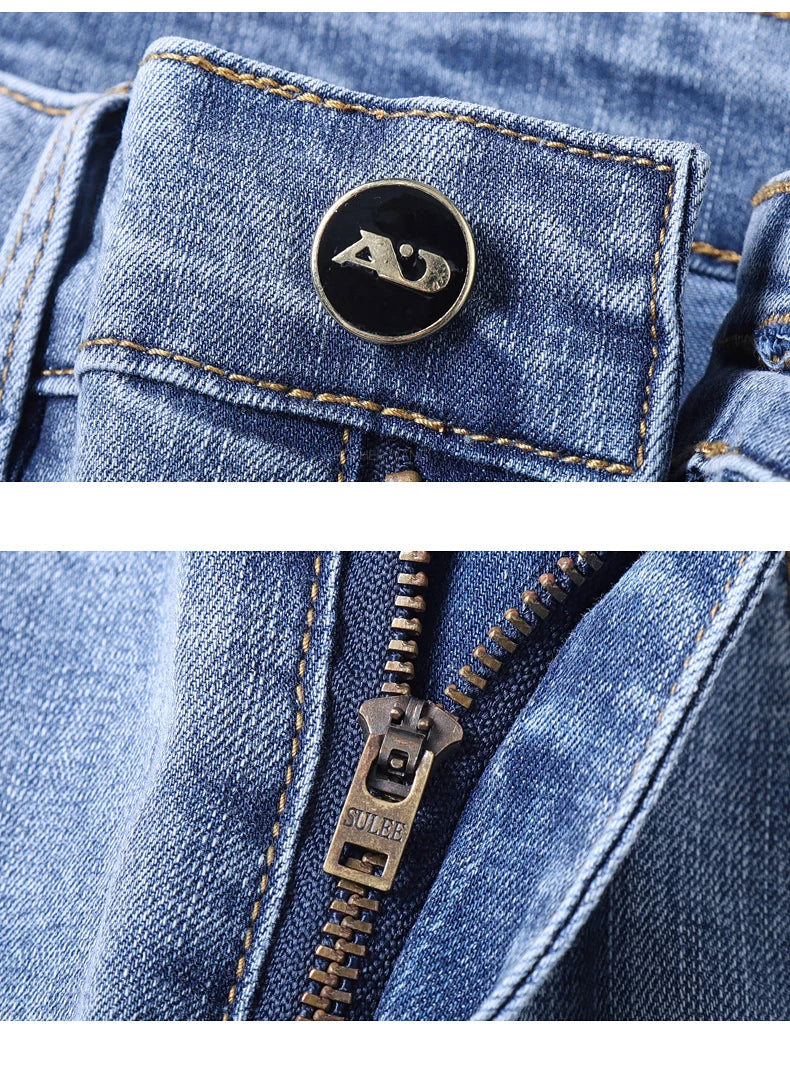 Men's Slim Jeans Denim Pants With Stretch Light Blue