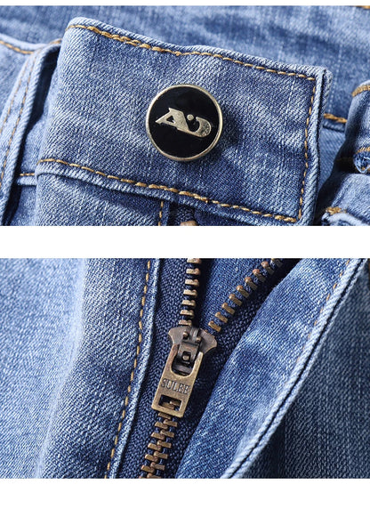 Men's Slim Jeans Denim Pants With Stretch Light Blue