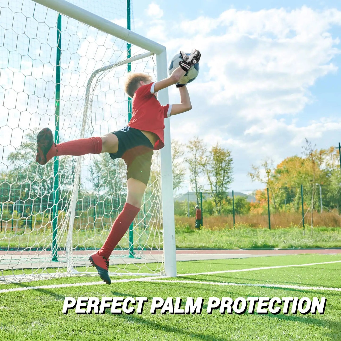 Sportout Goalie Gloves, Goalkeeper Gloves with Fingersave, Soccer Gloves, Breathable Soccer Goalie Gloves, 4mm Latex, for Kids