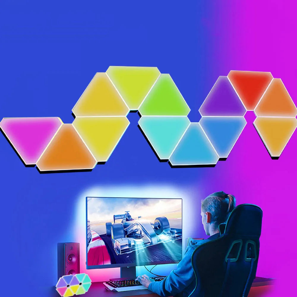 LED Triangular Quantum Lamp – RGB Smart Wall Lamp for Bedroom & Office