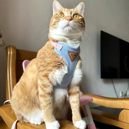 Breathable Padded Polyester Harness And Leash Set For Small Dogs And Cats