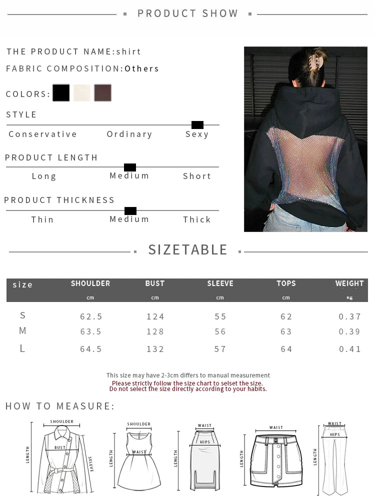 Sisterlinda Hooded Harajuku Sweatshirt Women Autumn Trend Backless ShinyThrea Mesh Patchwork Casual Street Hipster Pulloverr