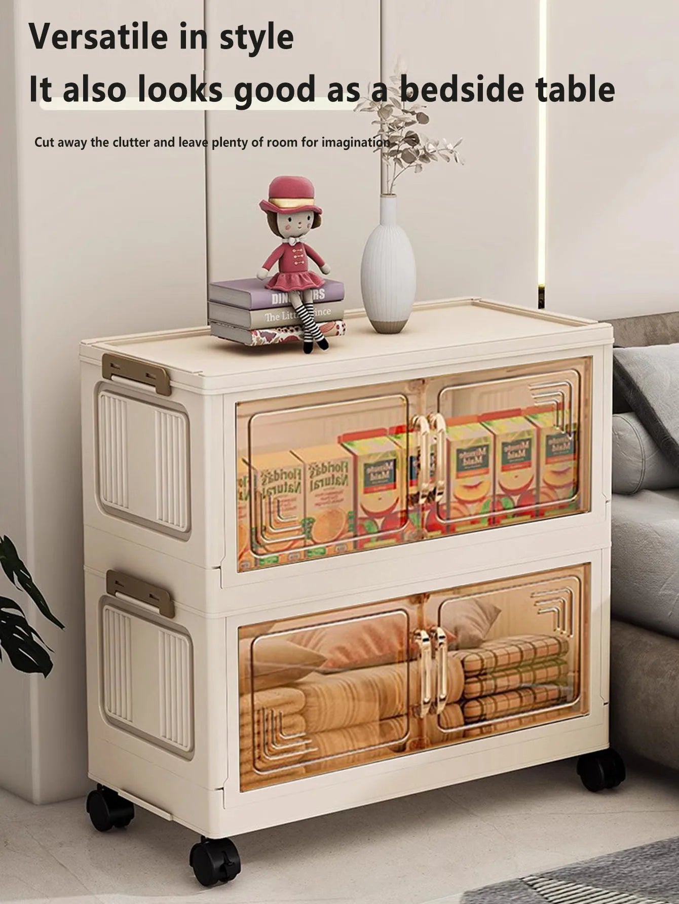 45/55/65cm Length Multifunction Folding Storage Cabinet Sundries Cabinet Large Capacity Dustproof Wardrobe Locker