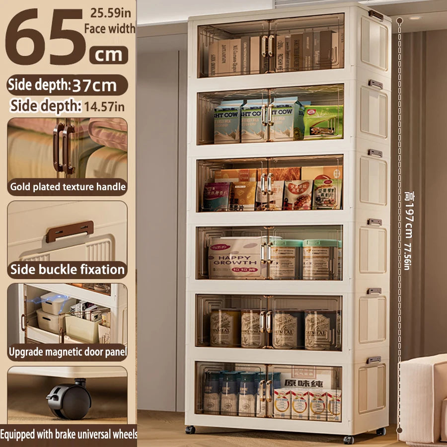 45/55/65cm Length Multifunction Folding Storage Cabinet Sundries Cabinet Large Capacity Dustproof Wardrobe Locker