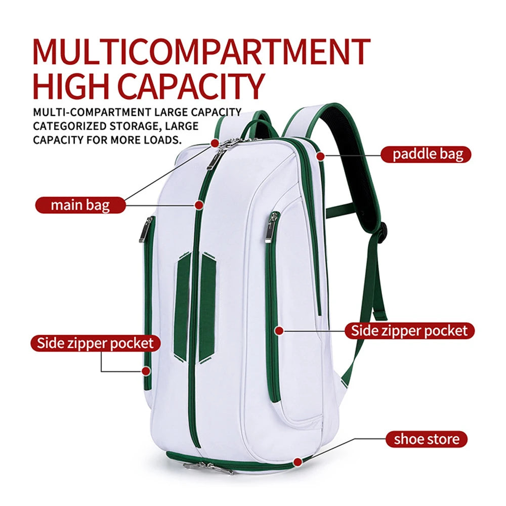 Multi-Use Beach Tennis Bag For Sport Convertible Padel Backpack With Shoe Compartment, Laptop Sleeve,Fence Hook