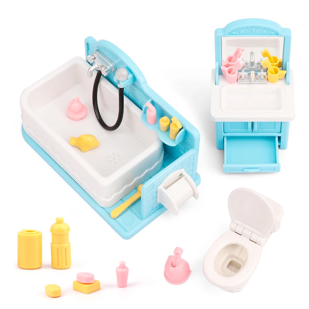 Children's Mini Furniture Toy Set, Mini Kitchen Toys, Bathroom Toys, Laundry Toys, Mini Scene Doll House Decations