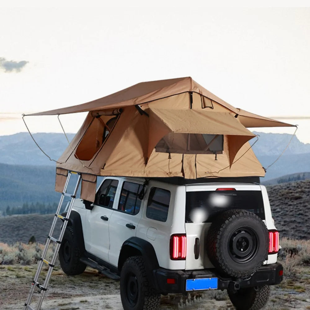 Aluminum Four-Person Rooftop Tent, Hard Shell, Closed Size 212x131x19 cm