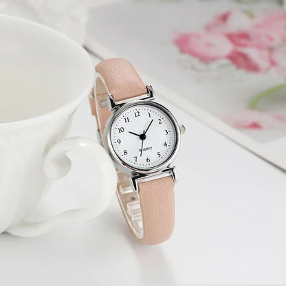 Women’s Fashion Quartz Watch with Small Dial – Elegant Leather Strap Casual Timepiece
