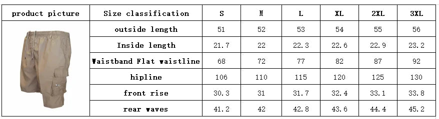 Outdoor shorts, bike shorts with elastic belts, baggy work shorts with multiple pockets, quick-drying printed sweatpants