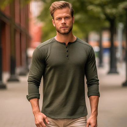 Men's Long Sleeve Cotton Slim Fit T Shirt Casual Everyday Wear