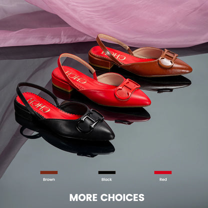 Women's Ankle-Wrap Sandals PU Upper Black Flat Sole