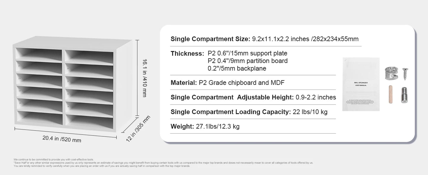 SucceBuy Literature Organizers with Adjustable Shelves Wood Literature Sorter for Office Home Classroom Mailrooms EPA Certified