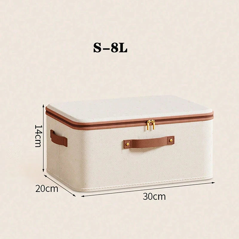 Foldable Clothes Storage Box, Closet Organizer Container with Handle and Zipper,Suitable for Wardrobe, Closet,Blanket (Washable)