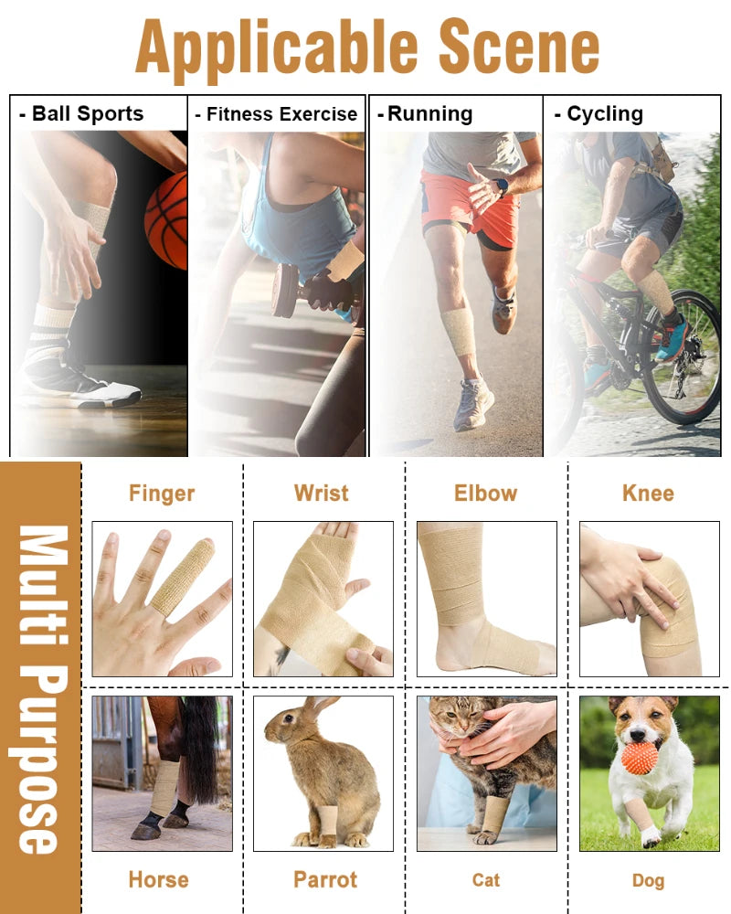 Sports Bandage Elastic Elastoplast Self Adhesive Tape Protect Wrist Palm Finger Arm Shoulder Knee Ankle Pets Leg Tattoo Safety