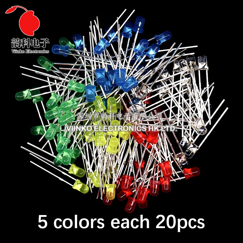 3MM 5MM Light Emitting Diodes Electronics Kit Box F3 F5 LED Diode Assorted Kit White Green Red Blue Yellow Orange