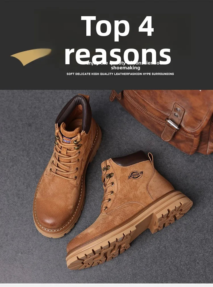 High Quality Men Shoes Genuine Leather Men Boots Outdoor Casual Shoes for Men Platform Boots Plush Ankle Boots Botas Para Hombre