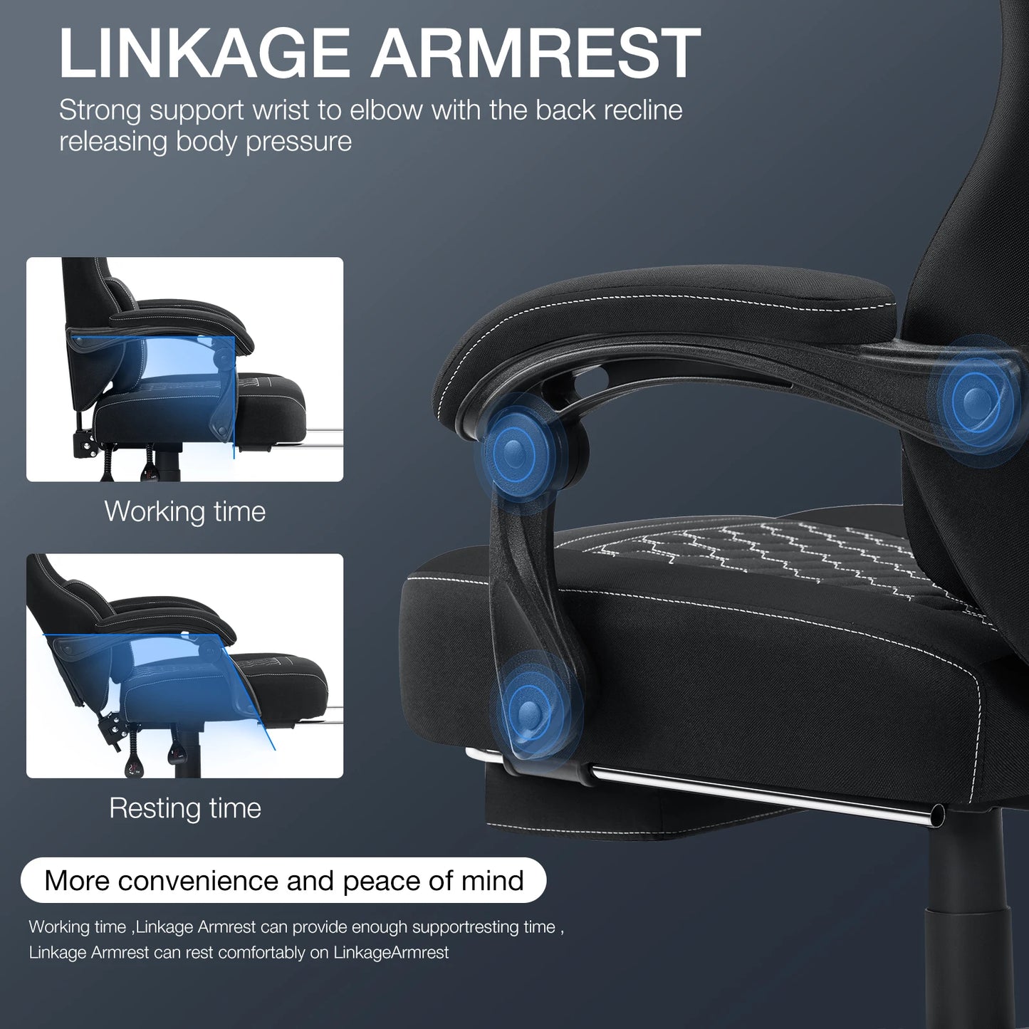 Ergonomic Office Chair With Footrest Lumbar Cushion Bluetooth Speaker 2-Point Massage Height Adjustable Gaming Racing Chair Sofa