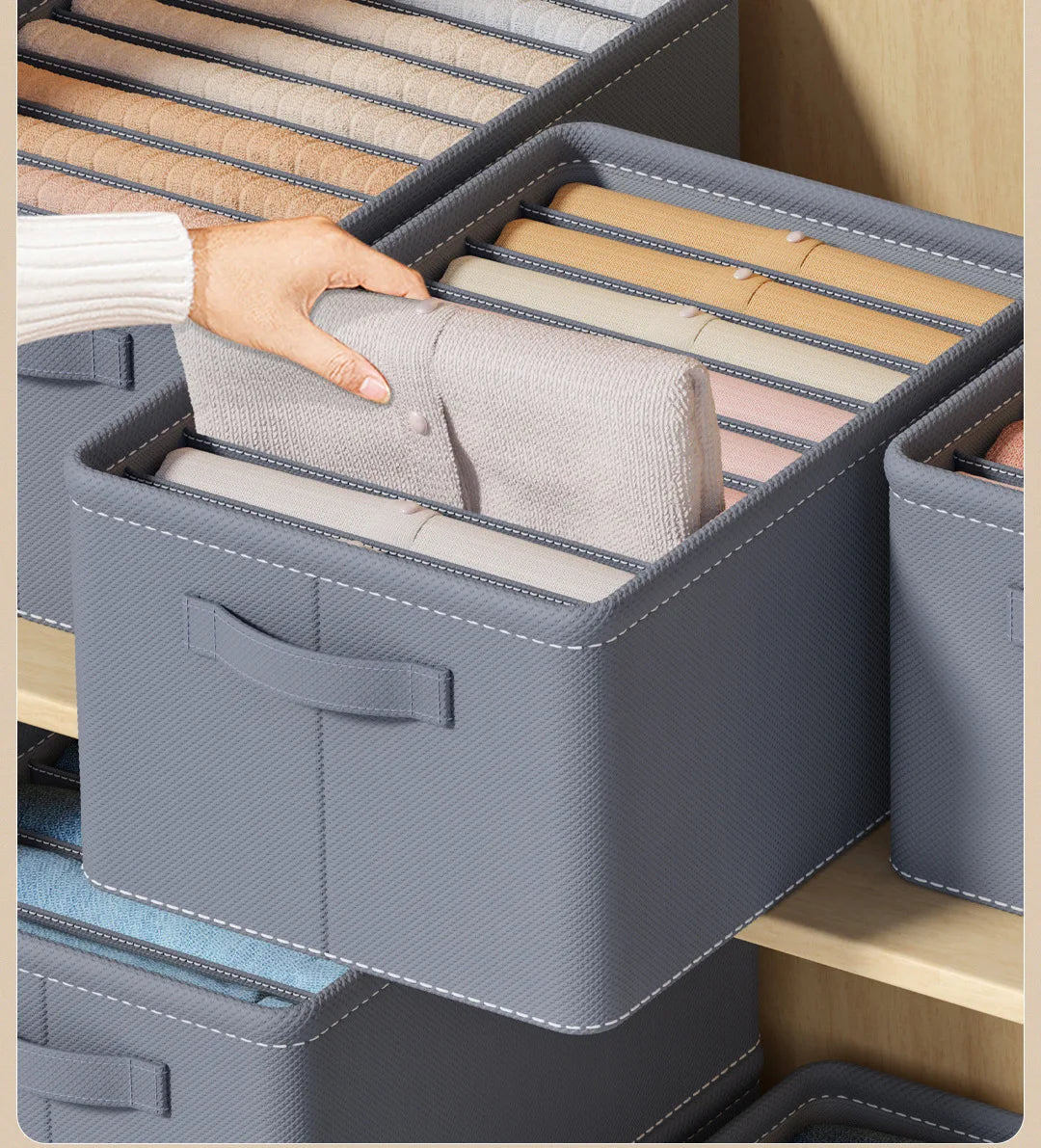 Thickened Pants Storage Box Foldable 9/7/6 Grids Organizer for Jeans Sweatshirt Shirt Wardrobe Organizers of Cabinets and Drawer