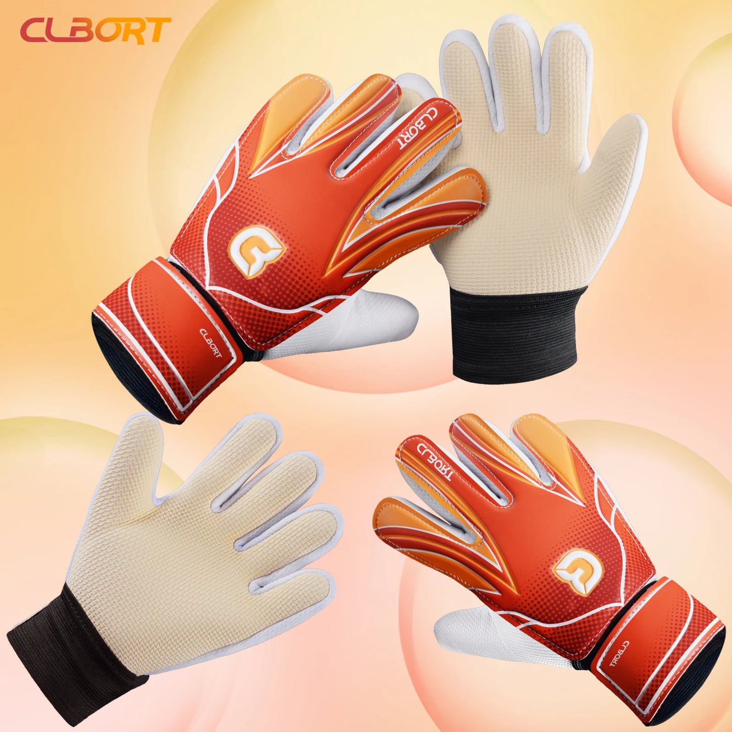 1 pair Non-Slip Soccer Goalie Gloves with Double Wrist Protection