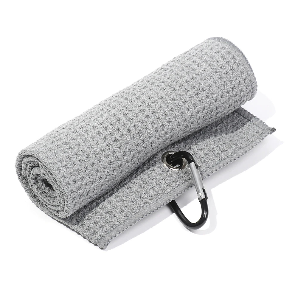 Cotton High Water Absorption Microfiber Cleaning Towels Golf Towel With Carabiner Hook Cleans Clubs