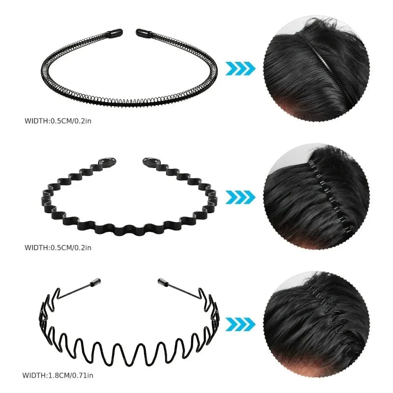 6PCS Unisex Metal Hairband, Toothed Comb Is Non - slip, Elastic and Smooth, Suitable for Outdoor Sports, Beauty Care, etc.