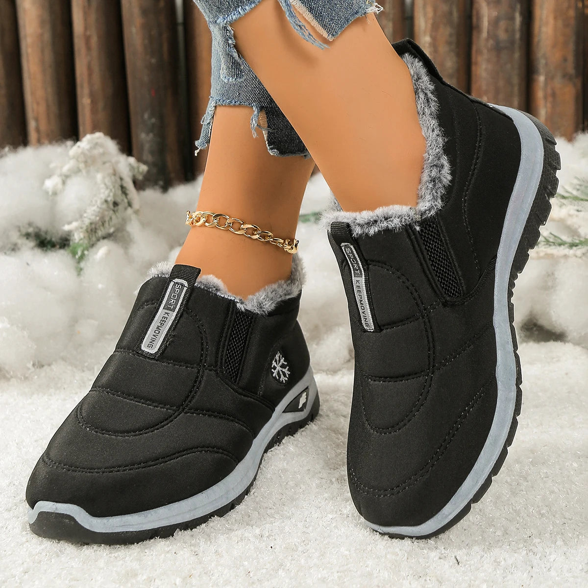 Women's shoes, casual shoes, fleece, thickened, warm, soft-soled, anti-slip and comfortable snow boots
