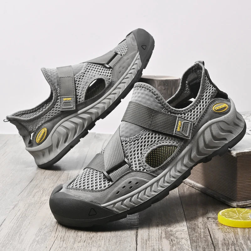 Men's Genuine Leather Sandals Casual Outdoor Beach Shoes