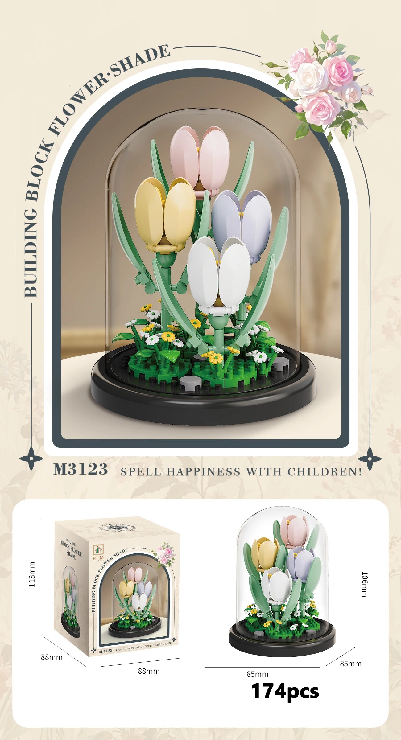 Eternal Flower Bouquet Bonsai – Micro Building Blocks Puzzle Toy for Kids, Birthday & Christmas Gifts