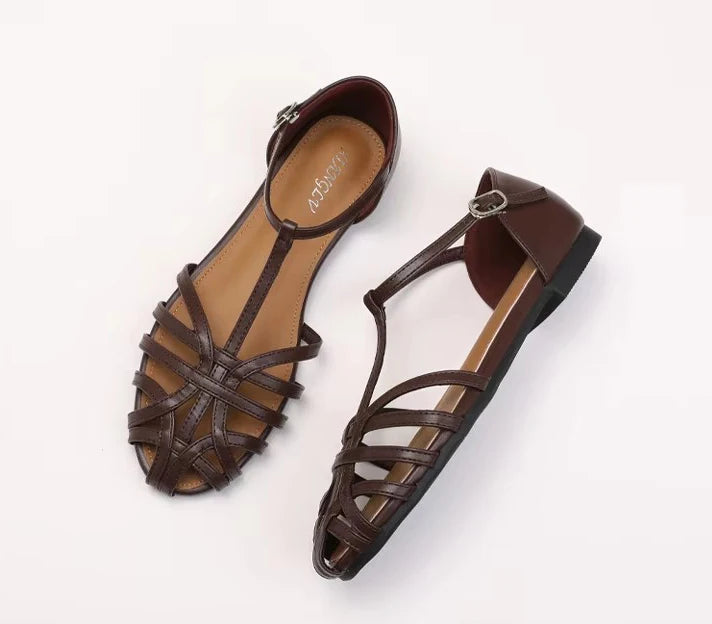 ZAROY Summer Cross Strap Flat Sandals Women Round Toe Ankle Buckle Hollow Casual Roman Sandalia Zapatos De Mujer сандали