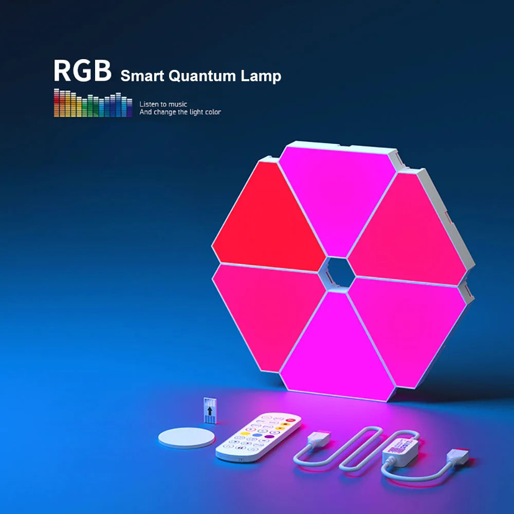 LED Triangular Quantum Lamp – RGB Smart Wall Lamp for Bedroom & Office
