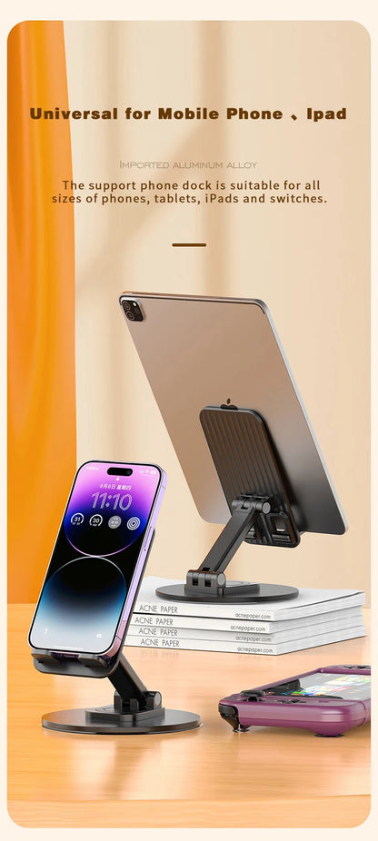 360 Degree Rotatable Metal Desk Phone and Tablet Holder Stand Universal