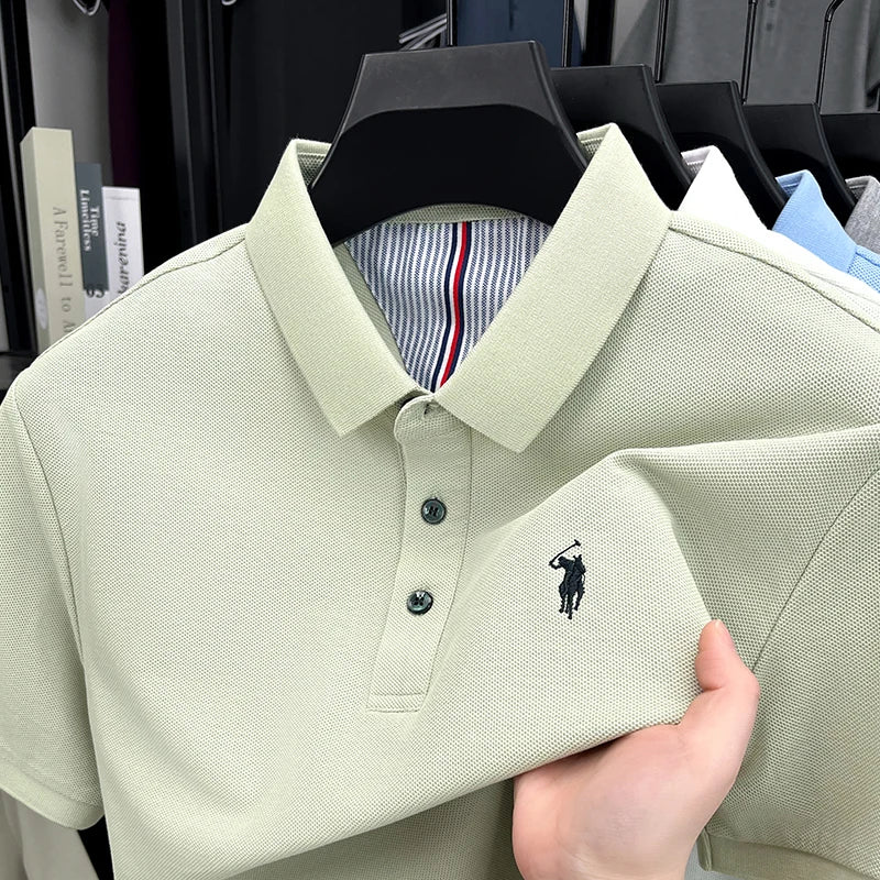 100% pure cotton high-end brand men's short sleeve polo shirt summer fashion original pony embroidery golf Paul  casual T-shirt