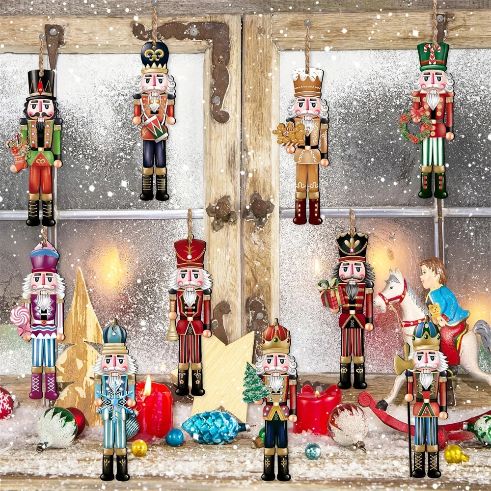 12pcs Christmas Nutcracker Soldier Ornaments – Wooden Xmas Tree Hanging Decoration, 2024 Navidad & 2025 New Year Gifts