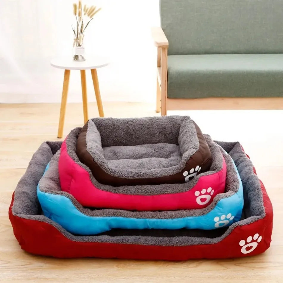 Large Square Dog Bed – Plush Cat Nest and Dog Sofa, All-Season Waterproof Mattress
