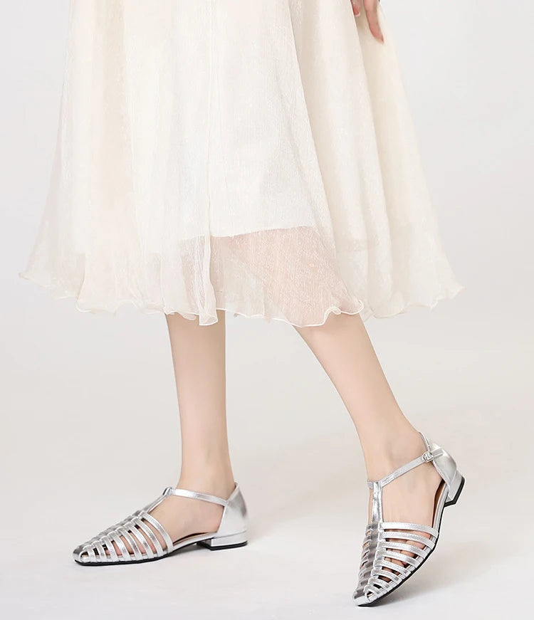 ZAROY Summer Cross Strap Flat Sandals Women Round Toe Ankle Buckle Hollow Casual Roman Sandalia Zapatos De Mujer сандали