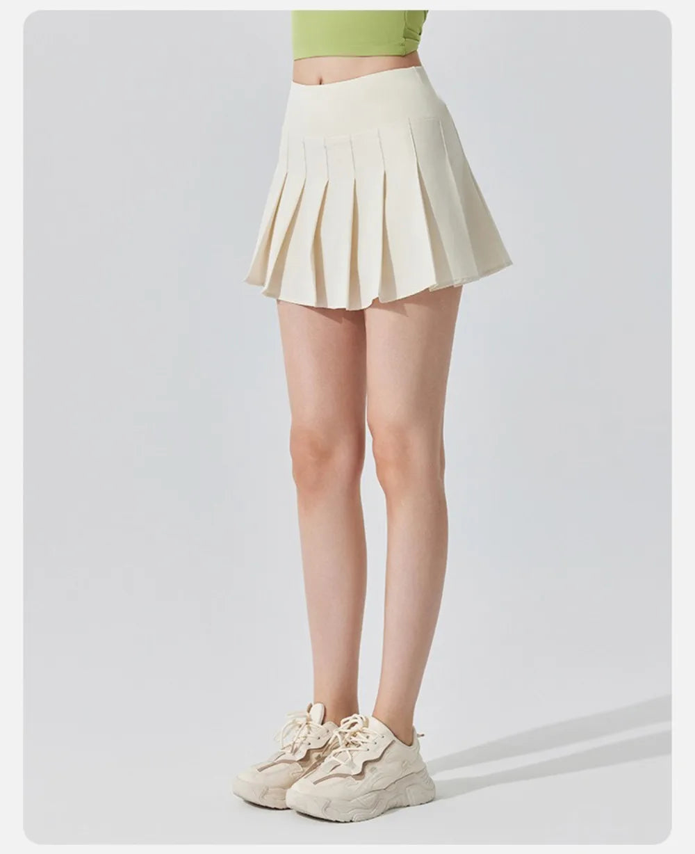 High Waist Slim Fit Pleated Skirt Running Sports Fitness Skirt Tennis Badminton Golf Short Skirt for Women