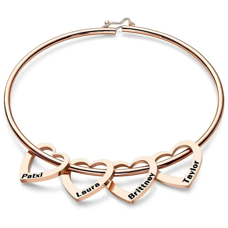 Women’s Stainless Steel Name Bracelet – Personalized Heart Jewelry