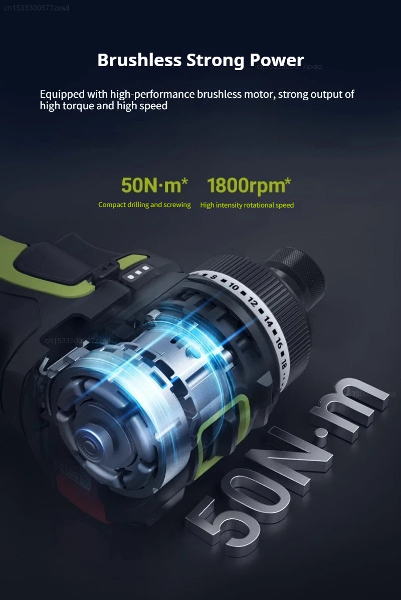 2025 Worx WU139 Cordless Driver Drill Brushless Electric Impact Screwdriver Rechargeable Metal Chuck High Torque DIY Power Tool