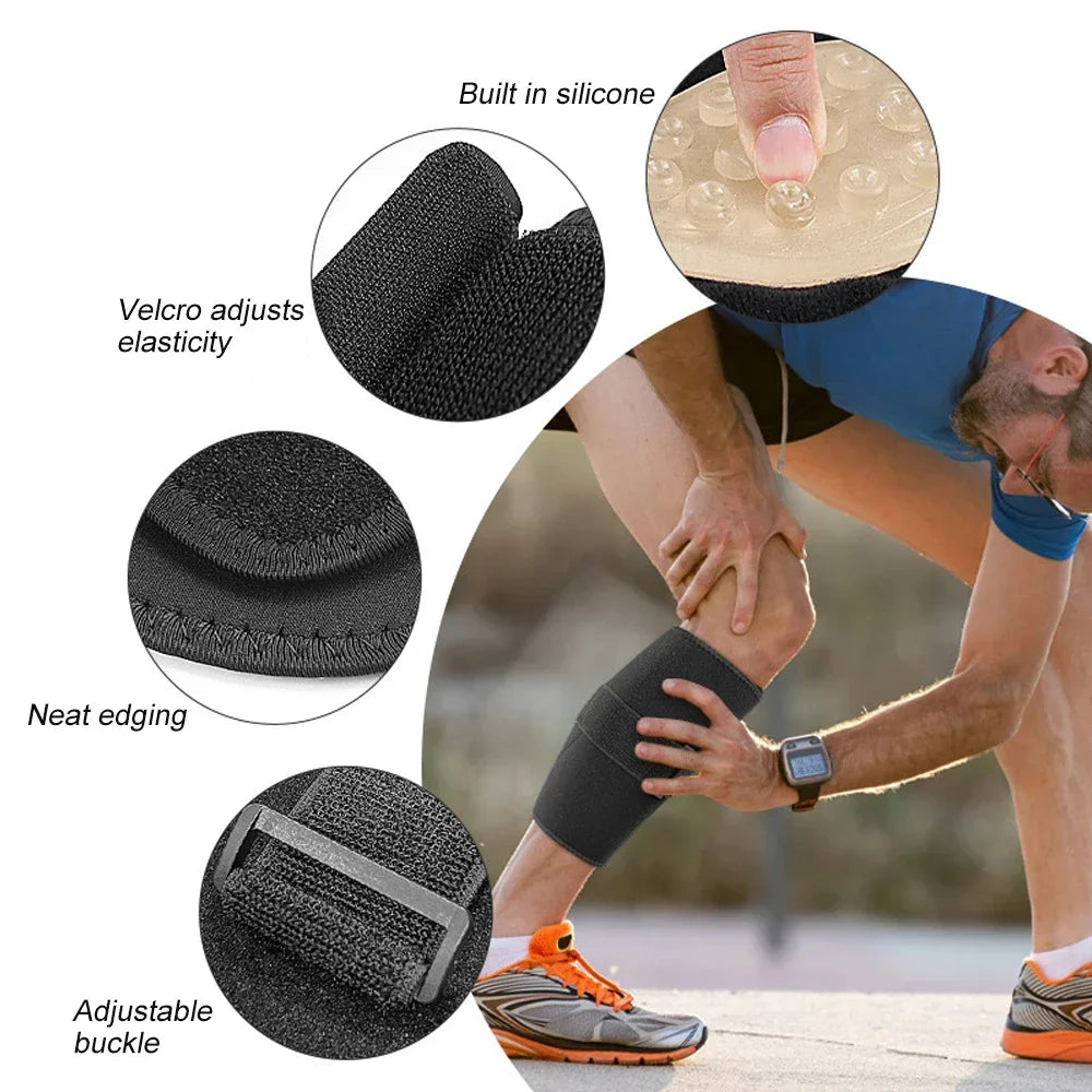 1Piece Calf Brace for Torn Calf Muscle & Shin Splint Pain - Adjustable Neoprene Compression Support Wrap for Lower Leg Injury