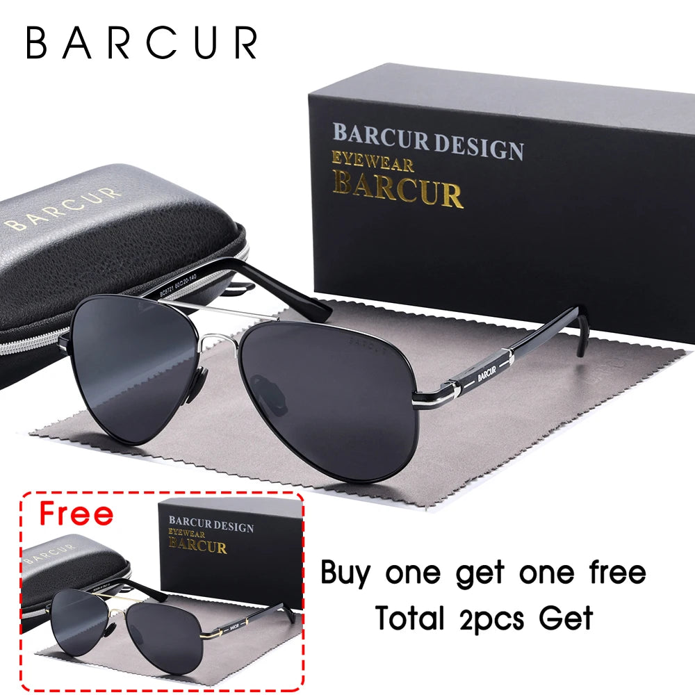 BARCUR Polarized Mens Sunglasses Pilot Sun Glasses for Men Accessories Driving Fishing Hiking Eyewear Oculos Gafas De Sol