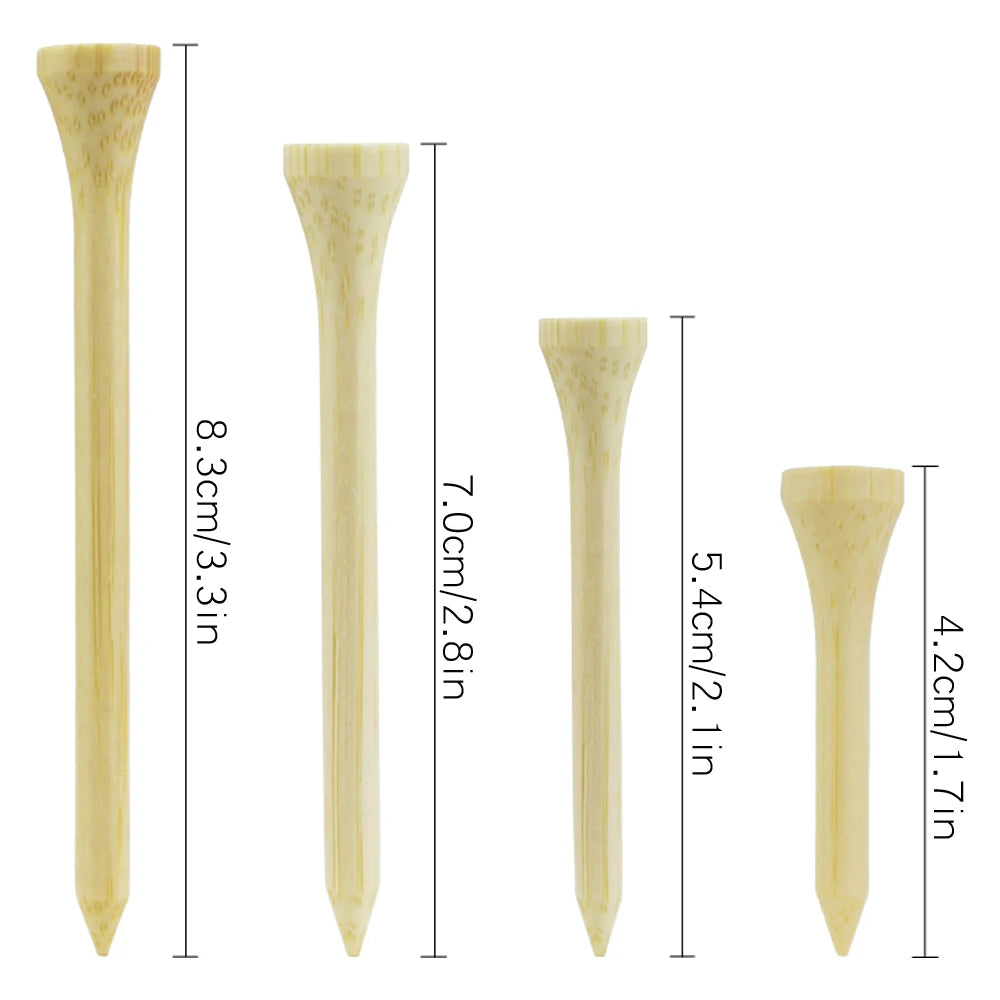 Pack 100 Pcs Golf Tees 4 Sizes Wooden Bamboo Golf Ball Holder Wholesale Golf Accessories Custom Golf Tee Practice Drop Ship