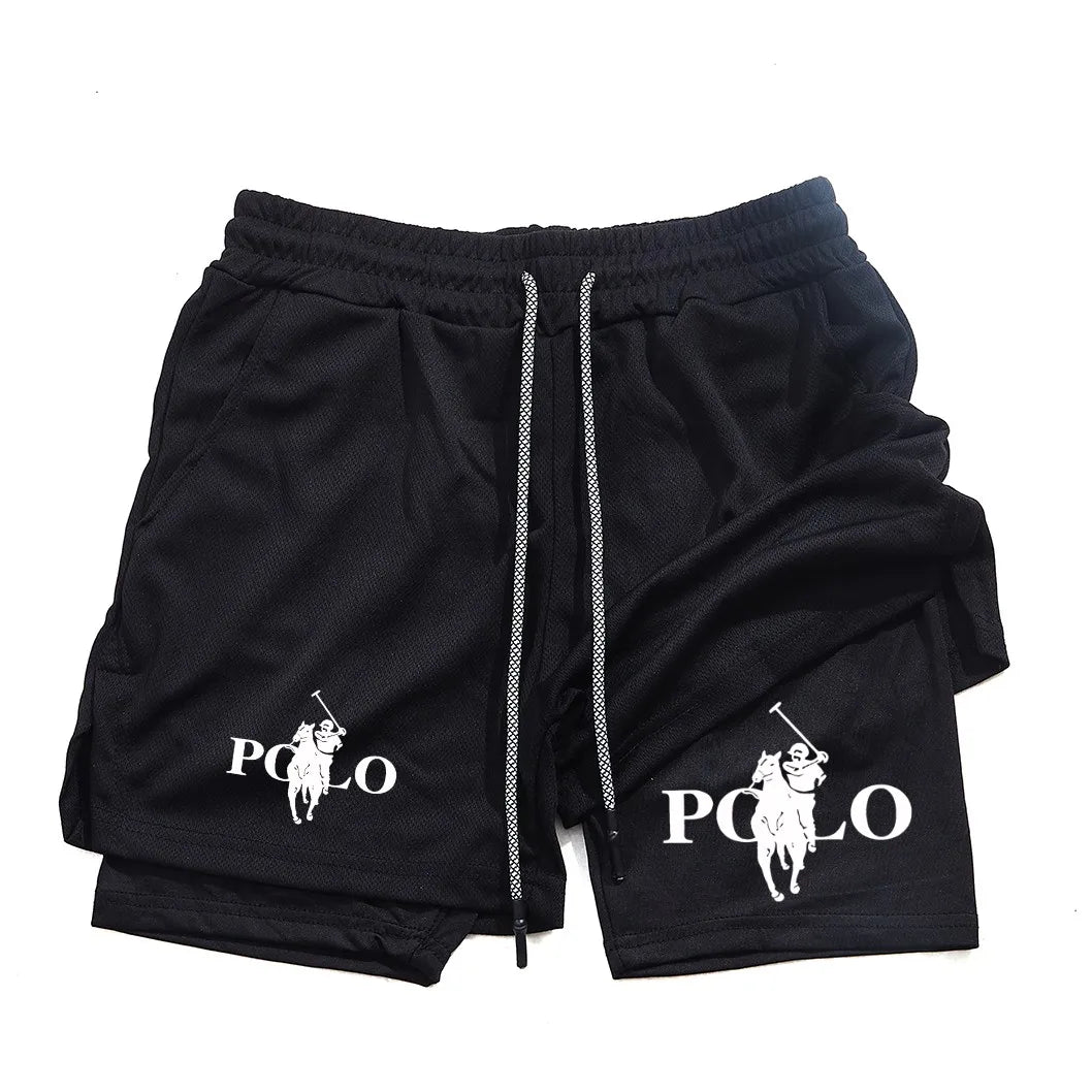 Men's anime double-layer shorts, sports printed multifunctional training fast drying jogging pants